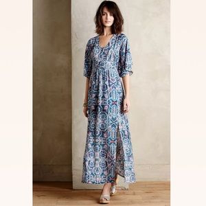 Anthropologie Silk Tilework Maxi Dress by Maeve 0P